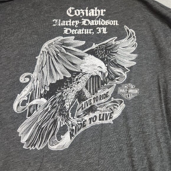 Harley-Davidson Shirt Large Decatur IL Eagle Born Ride Stretch Thin Breathable - Picture 3 of 13